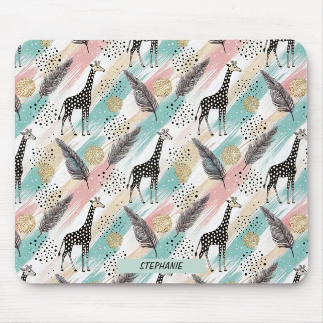 Mousepad Padrão de Bolinhas de Girafa Whimsical - Pastel (Frente)