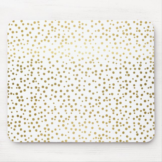 Mousepad Padrão de Bolinhas Faux Gold Foil Confetti (Frente)