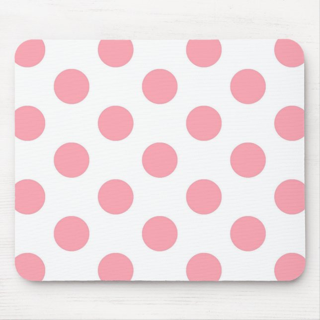 Mousepad Padrão de Bolinhas Rosa em White Girly (Frente)