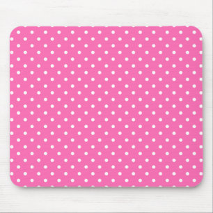 Mousepad Padrão de Bolinhas rosa-quente e branco