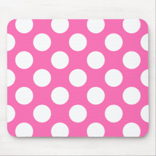 Mousepad Padrão de Bolinhas rosa-quente e branco