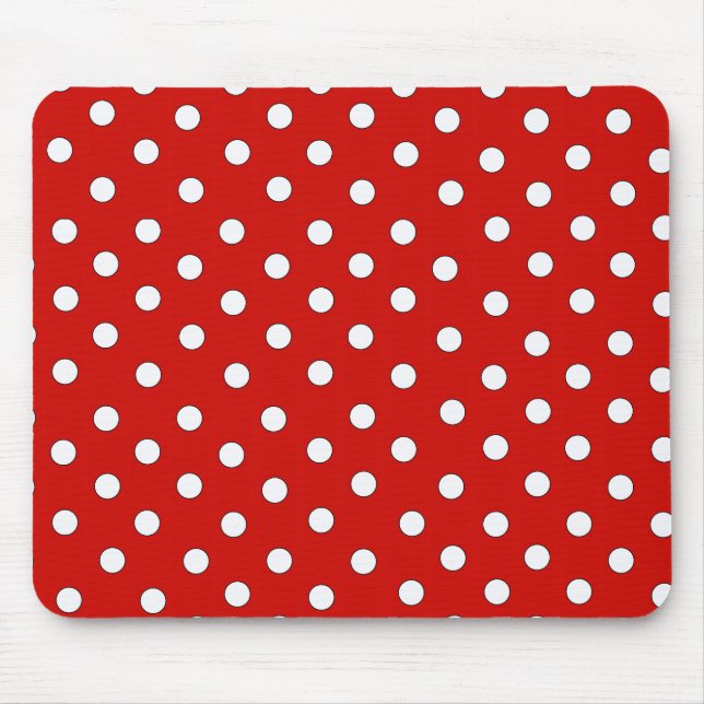 Mousepad Padrão de Bolinhas vermelho e branco (Frente)