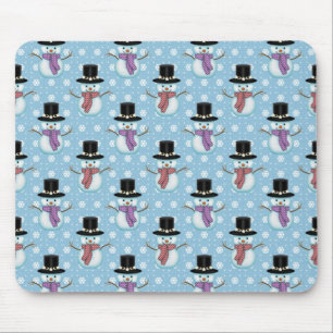 Mousepad Padrão de Bonito Snowman e Flocos de Neve