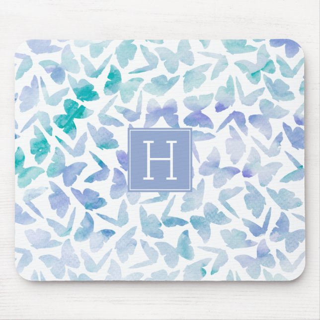 Mousepad Padrão de Borboletas de Aquarela (Frente)