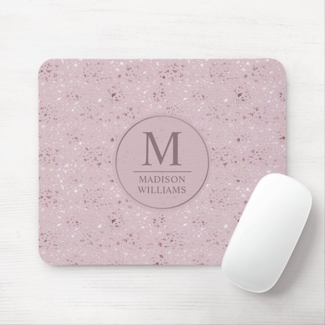 Mousepad Padrão de Brilho Dourado Rosa Pastel Bege Macio Pe (Com mouse)