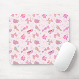 Mousepad Padrão de brilho iridescente rosa Coquette Y2K fof