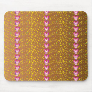 Mousepad Padrão de Bronze Vintage e Violetas Florais Rosa