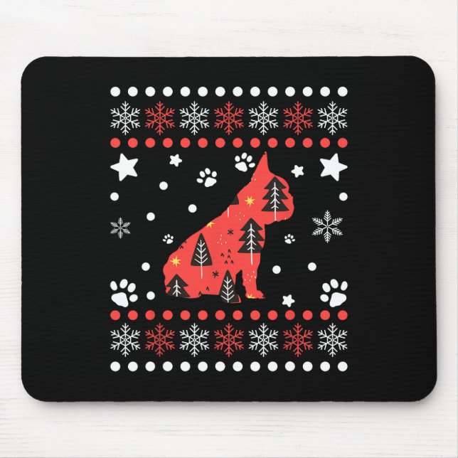 Mousepad Padrão de Cachorro de Natal Proprietário do Bulldo (Frente)