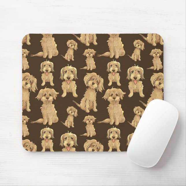 Mousepad Padrão de Cachorro Marrom labradoodle goldendoodle (Com mouse)
