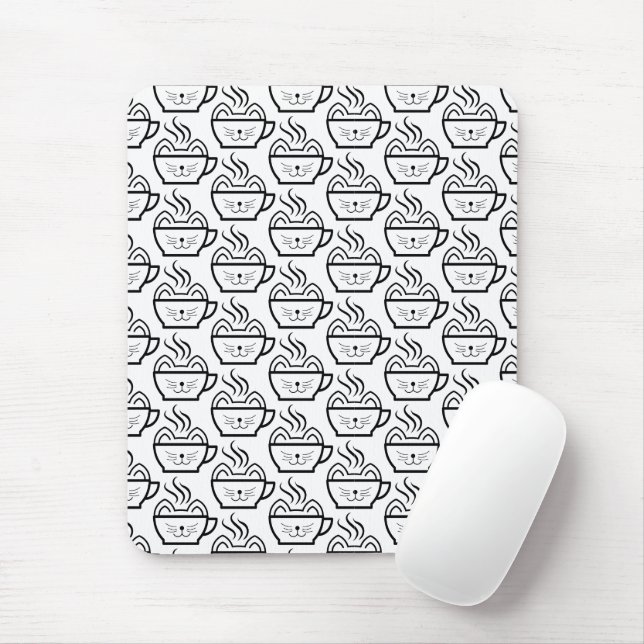 Mousepad Padrão de Café Cat (Com mouse)