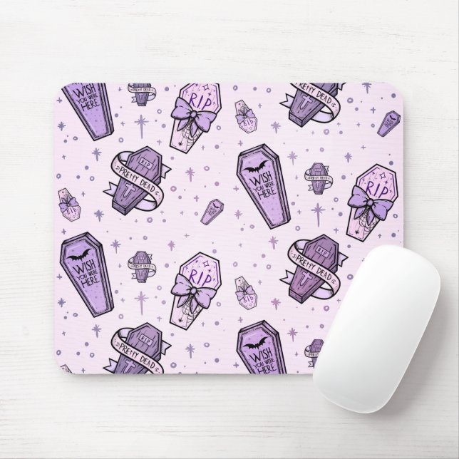 Mousepad Padrão de caixões do Gótico de Pastel (Com mouse)