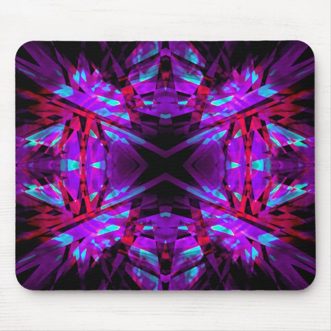 Mousepad Padrão de caleidoscópio roxo e vermelho (Frente)
