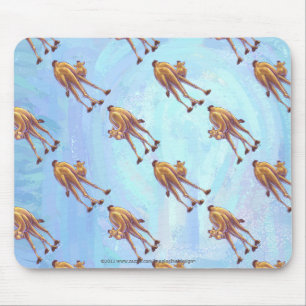 Mousepad Padrão de Camelo de Cabeças e Caudas em Azul