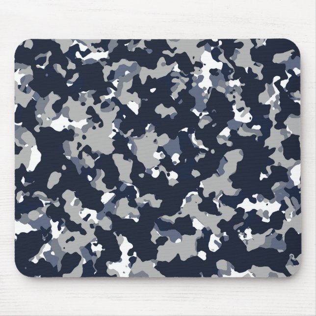 Mousepad Padrão de Camuflagem Azul Cinza Branco Camo (Frente)