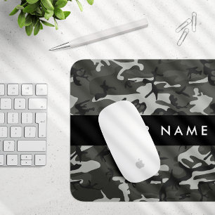 Mousepad Padrão de Camuflagem Cinza, Seu nome, Personalizar