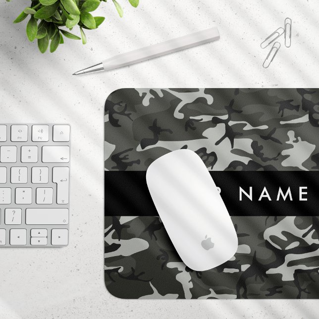 Mousepad Padrão de Camuflagem Cinza, Seu nome, Personalizar (Criador carregado)