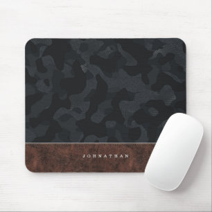 Mousepad Padrão de Camuflagem de Cinzas Escuras e Couro