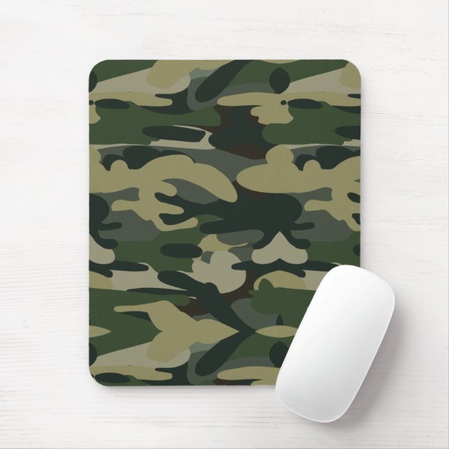 Mousepad Padrão de Camuflagem Militar Verde (Com mouse)