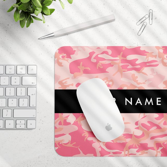 Mousepad Padrão de Camuflagem Rosa, Seu nome, Personalize (Criador carregado)