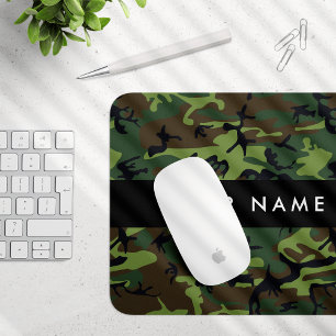 Mousepad Padrão de Camuflagem Verde, Seu nome, Personalizar
