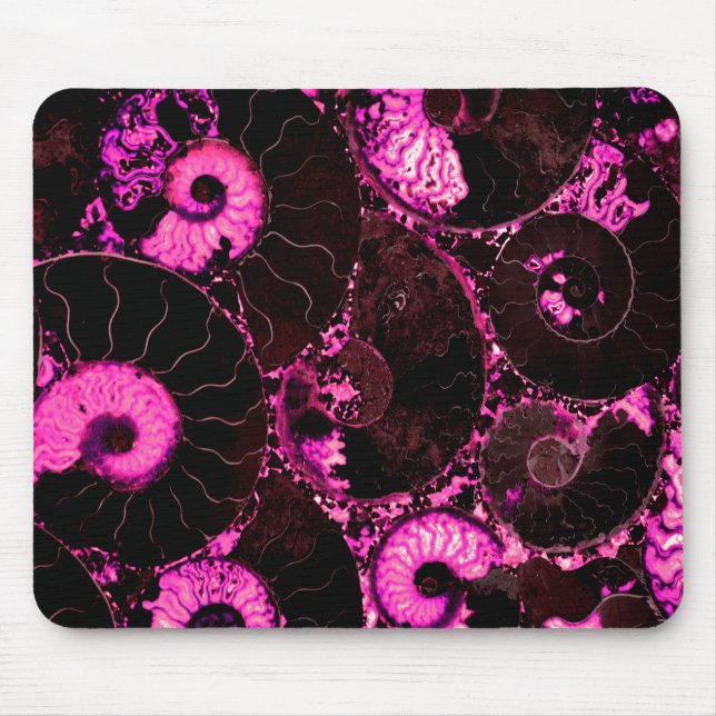 Mousepad Padrão de casca fóssil Nautilus rosa (Frente)
