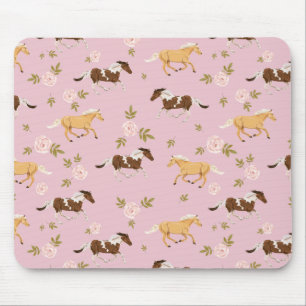 Mousepad Padrão de Cavalo Floral da Vintage