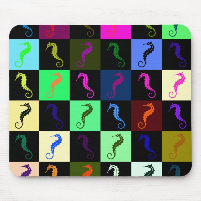 Mousepad Padrão de Cavalo-marinho multicolorido (Frente)