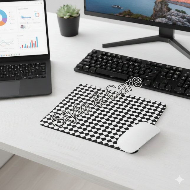 Mousepad Padrão de Chevron Preto e Branco Sólido (Solid Black and White Chevron Pattern Mouse Pad)