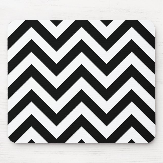 Mousepad Padrão de Chevrons de Zigzag preto e branco (Frente)