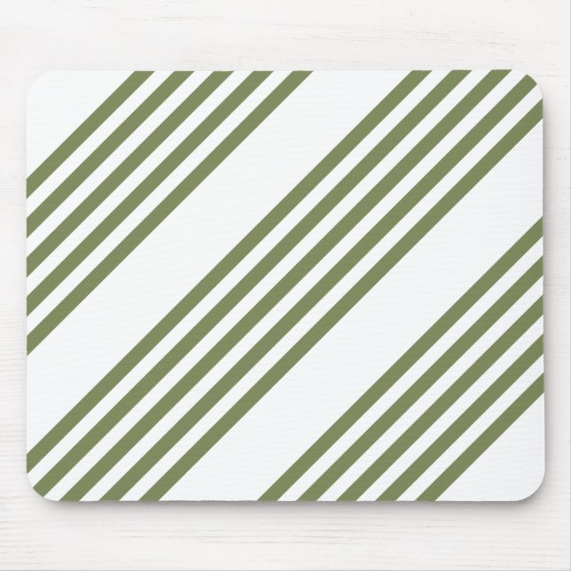 Mousepad Padrão de cinco faixas verde-oliva e branco (Frente)