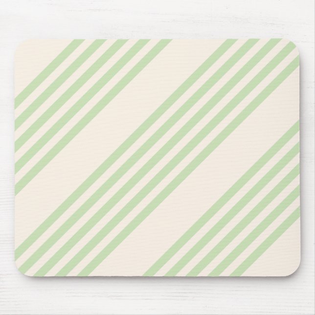 Mousepad Padrão de cinco listras verde claro e bege (Frente)