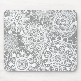 Mousepad Padrão de Cinza mole e mandala branca