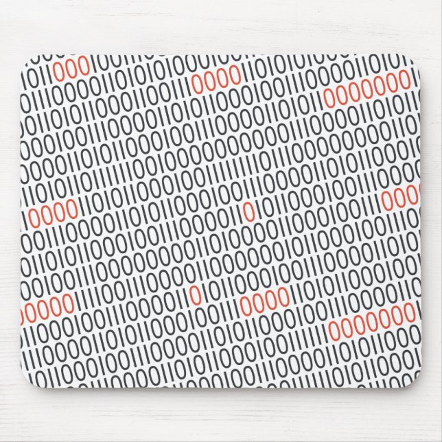 Mousepad Padrão de código binário vermelho preto em qualque (Frente)