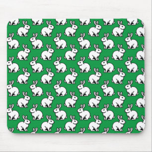 Mousepad Padrão de coelhos - Preto e Branco com Kelly Green