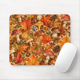 Mousepad Padrão de Cogumelo da Floresta de Outono | Folhas 