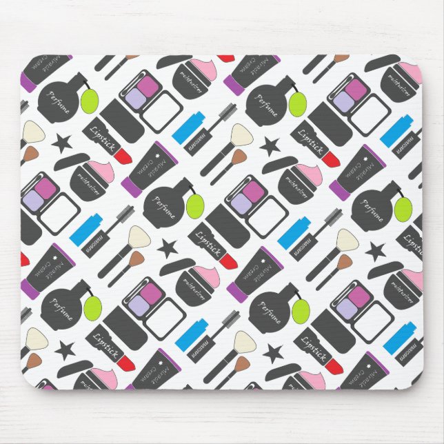 Mousepad Padrão de Colagem de Cosméticos Funky Makeup (Frente)