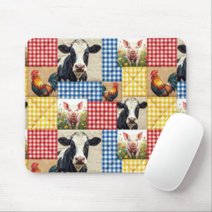 Mousepad Padrão de Colcha de Animais da Fazenda