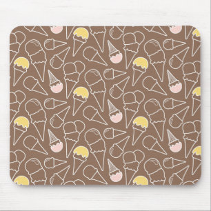 Mousepad Padrão de Cone de Sorvete em Marrom