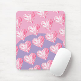 Mousepad Padrão de Coração com Diamante Rosa – Fofo e Elega