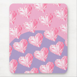 Mousepad Padrão de Coração com Diamante Rosa – Fofo e Elega
