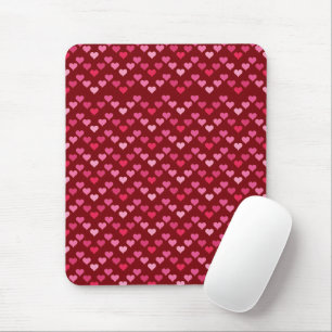 Mousepad Padrão de Coração Fofo – Design Estético Rosa Femi