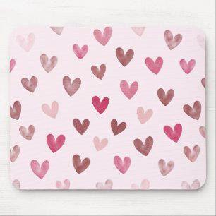 Mousepad Padrão de Coração Rosa Fofo – Design Romântico e E