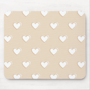 Mousepad Padrão de Coração Simples, Grito e Branco Cor-de-R