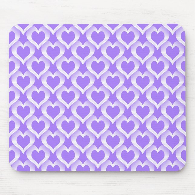Mousepad Padrão de Corações Brancos Roxos (Frente)