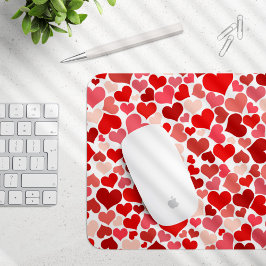 Mousepad Padrão De Corações, Corações Vermelhos, Amor