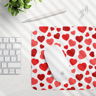 Mousepad Padrão De Corações, Corações Vermelhos, Padrão De