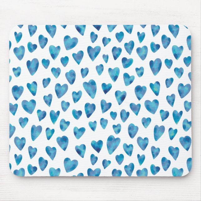Mousepad Padrão de corações de amor azul (Frente)