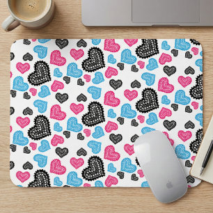 Mousepad Padrão de Corações de Colchões de Filigrana Gelada