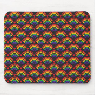 Mousepad Padrão de Corações e Rainbows