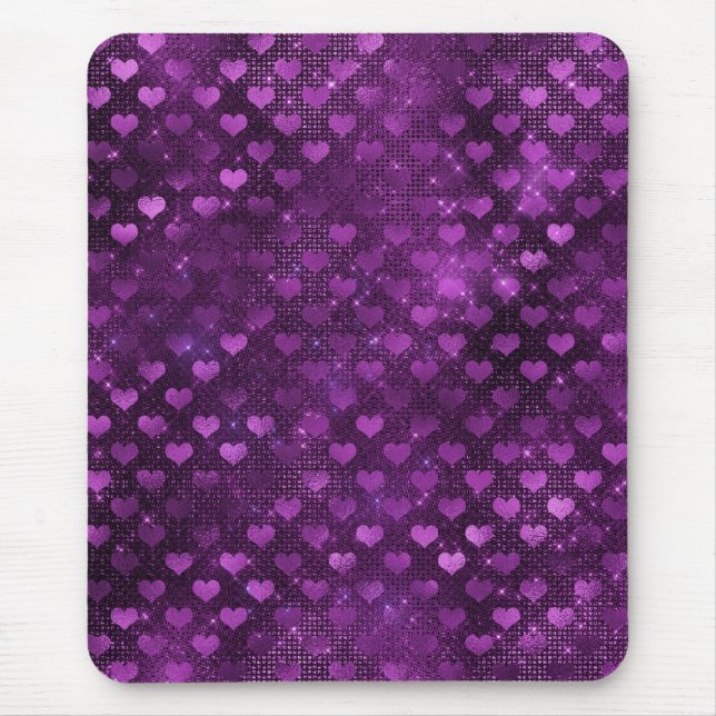 Mousepad Padrão de Corações em Glitter Glam com Degradê Rox (Frente)